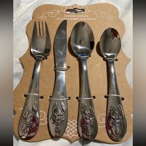 Zodiac sign cancer 4 pc baby flatware